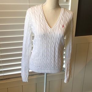 EUC Polo Ralph Lauren White Cable Sweater Large